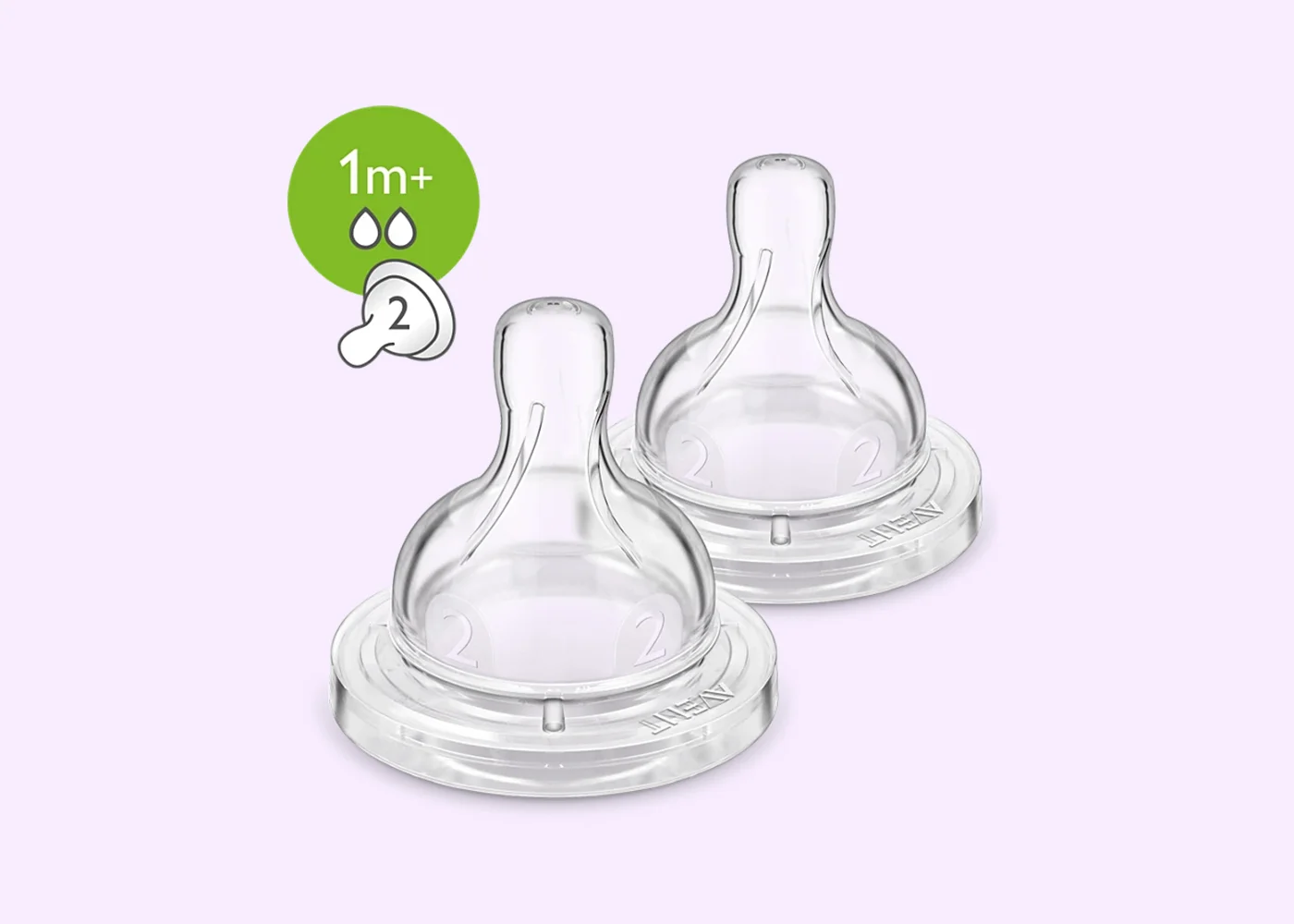 SCF632-27 Silicone Teat 1m+ / 2h PK2 (SCF632/27) - Image 1